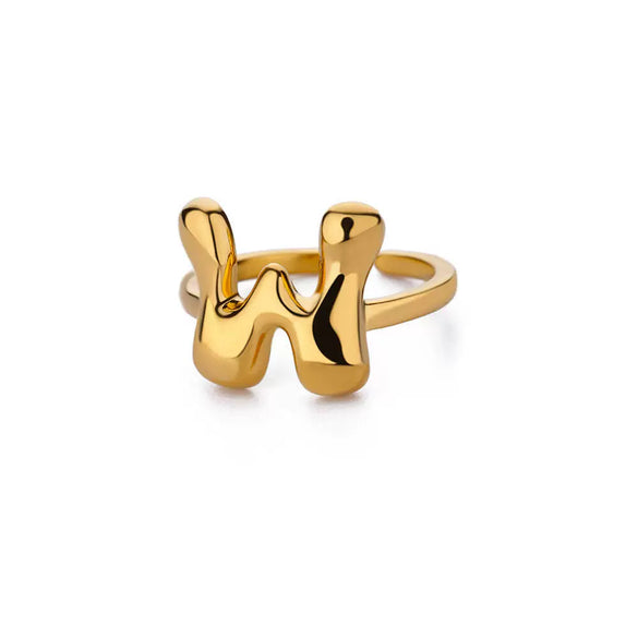 Wholesale Cute Letter Ring Copper 18K Goldplated