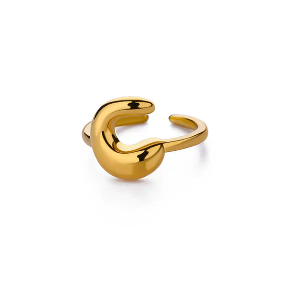 Wholesale Cute Letter Ring Copper 18K Goldplated