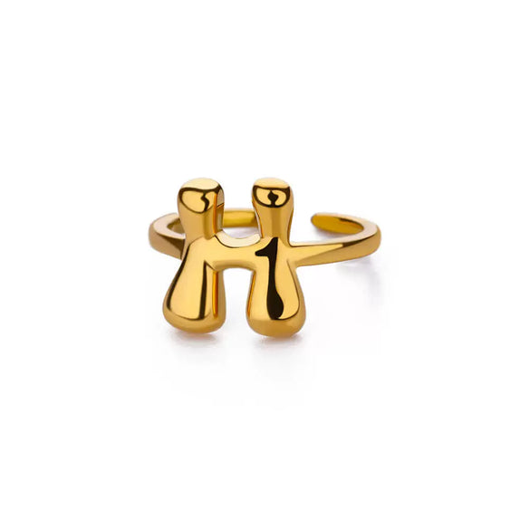 Wholesale Cute Letter Ring Copper 18K Goldplated