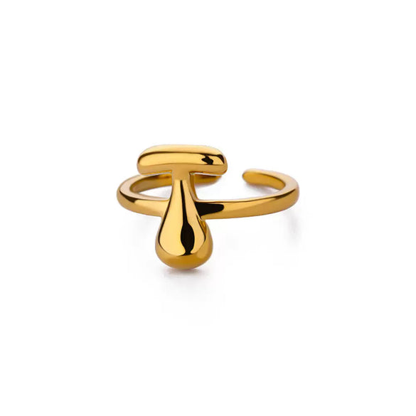 Wholesale Cute Letter Ring Copper 18K Goldplated