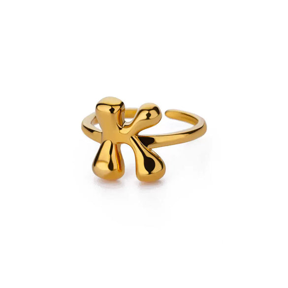 Wholesale Cute Letter Ring Copper 18K Goldplated