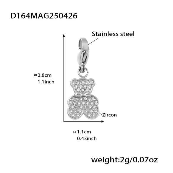 Wholesale Cute Little Bear Full Diamond 5A Zircon Multi Accessories Bracelet Titanium Steel 18K Real Gold Electroplated Geometric Jewelry For Women