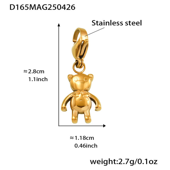 Wholesale Cute Little Bear Full Diamond 5A Zircon Multi Accessories Bracelet Titanium Steel 18K Real Gold Electroplated Geometric Jewelry For Women