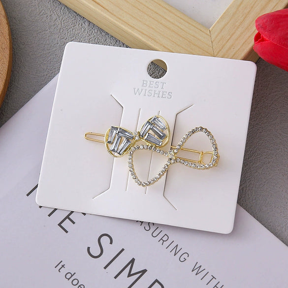 Wholesale Cute Metal Love Bow Flower Hairpin With Pearl And Crystal For Women