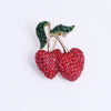 Wholesale Cute Plant Cherry Rhinestone Oil Drop Flower Corsage Fashion Oneword Pin Silk Towel Buckle Alloy Brooch With Dripping Oil Design