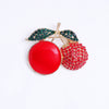 Wholesale Cute Plant Cherry Rhinestone Oil Drop Flower Corsage Fashion Oneword Pin Silk Towel Buckle Alloy Brooch With Dripping Oil Design