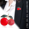 Wholesale Cute Plant Cherry Rhinestone Oil Drop Flower Corsage Fashion Oneword Pin Silk Towel Buckle Alloy Brooch With Dripping Oil Design