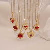 Wholesale Cute Red Love Heart Shape Pendant Necklace Light Luxury Stainless Steel Clavicle Chain