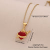 Wholesale Cute Red Love Heart Shape Pendant Necklace Light Luxury Stainless Steel Clavicle Chain