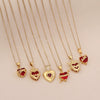 Wholesale Cute Red Love Heart Shape Pendant Necklace Light Luxury Stainless Steel Clavicle Chain