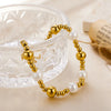 Wholesale Cute Simple Style Round Stainless Steel Freshwater Pearl Beaded Plating Gold Plated Bracelets