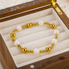 Wholesale Cute Simple Style Round Stainless Steel Freshwater Pearl Beaded Plating Gold Plated Bracelets
