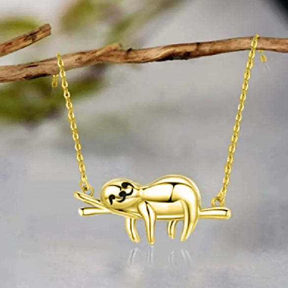 Wholesale Cute Sloth Pendant Necklace Mixed Gem Inlay On Copper With Ochain And Electroplating