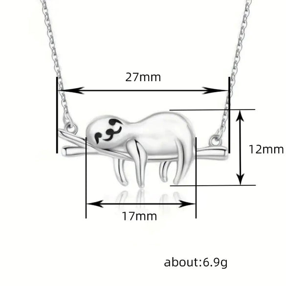 Wholesale Cute Sloth Pendant Necklace Mixed Gem Inlay On Copper With Ochain And Electroplating