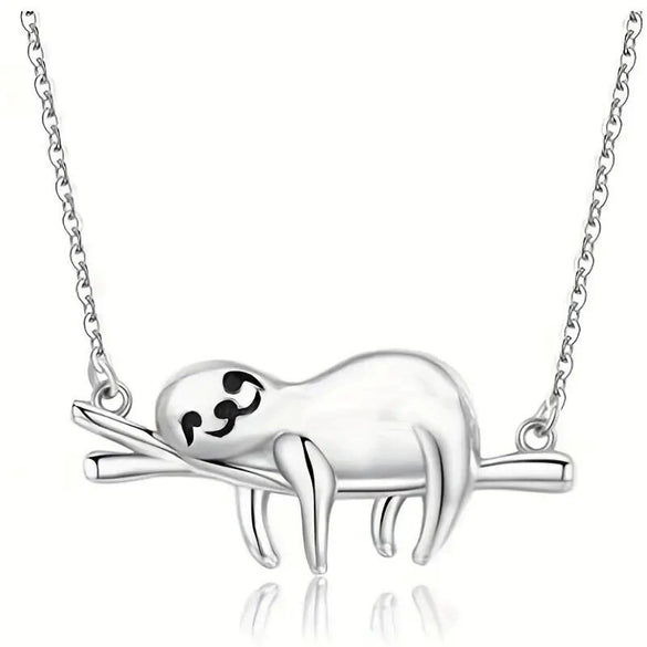 Wholesale Cute Sloth Pendant Necklace Mixed Gem Inlay On Copper With Ochain And Electroplating