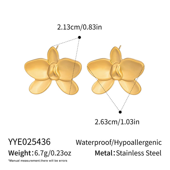 Wholesale Cute Stainless Steel Flower Butterfly Earrings With Vacuum Real Gold Plating In Pvd Furnace For Women