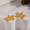 Wholesale Cute Stainless Steel Flower Butterfly Earrings With Vacuum Real Gold Plating In Pvd Furnace For Women