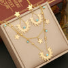 Wholesale Cute Star Moon Double Layer Stainless Steel Necklace With Electroplating For Women
