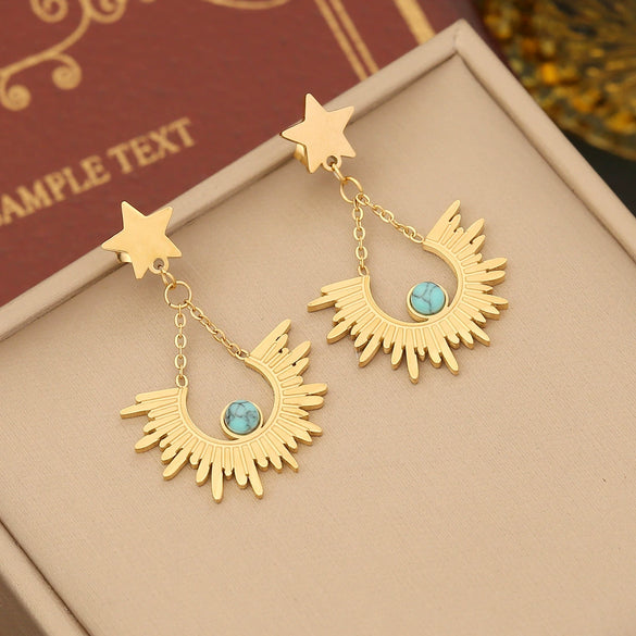 Wholesale Cute Star Moon Double Layer Stainless Steel Necklace With Electroplating For Women