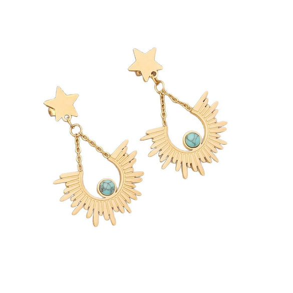 Wholesale Cute Star Moon Double Layer Stainless Steel Necklace With Electroplating For Women