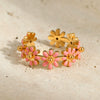 Wholesale Daisy Flower Ring Stainless Steel Electroplated 18K Gold Light Luxury Style