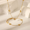 Wholesale Daisy Patterned Stainless Steel Necklace And Bracelet Jewelry Suit With Electroplating For Women