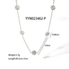 Wholesale Daisy Patterned Stainless Steel Necklace And Bracelet Jewelry Suit With Electroplating For Women