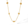 Wholesale Daisy Patterned Stainless Steel Necklace And Bracelet Jewelry Suit With Electroplating For Women