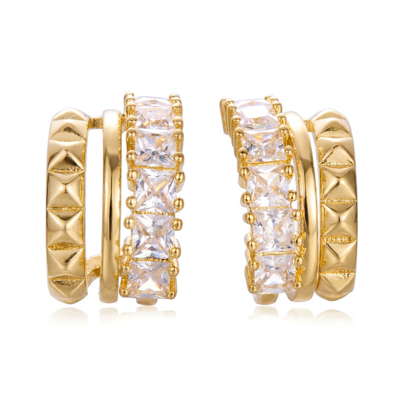 Wholesale Dazzling Zircon Electroplated Copper Geometric Minimalist Women's Earrings