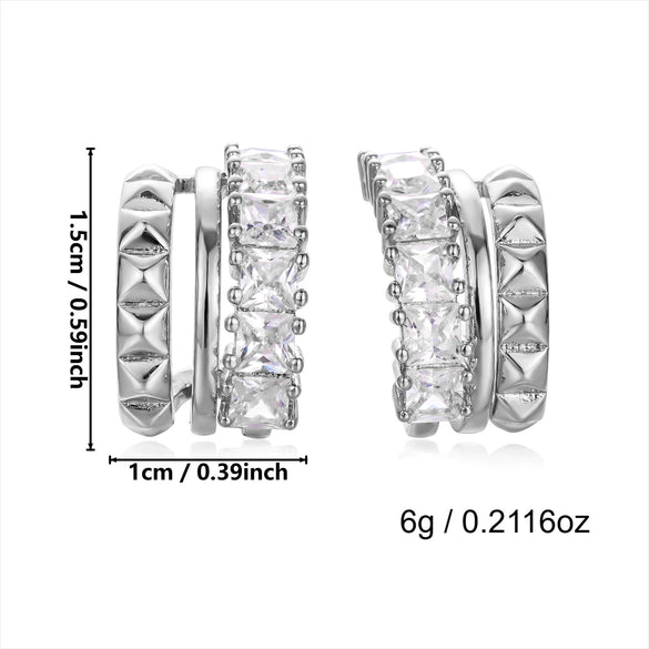 Wholesale Dazzling Zircon Electroplated Copper Geometric Minimalist Women's Earrings