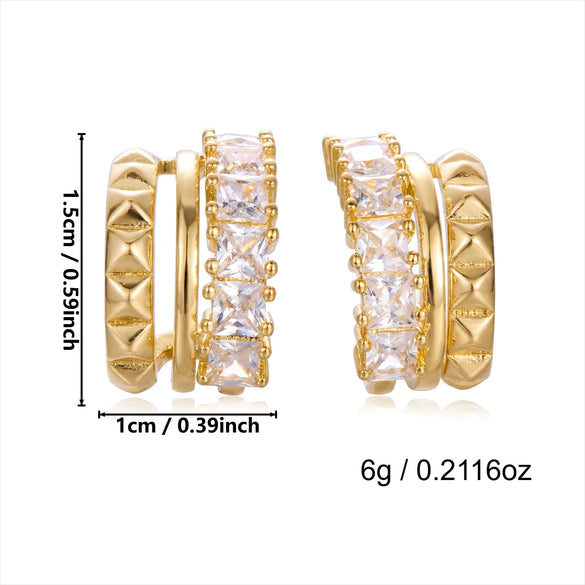 Wholesale Dazzling Zircon Electroplated Copper Geometric Minimalist Women's Earrings