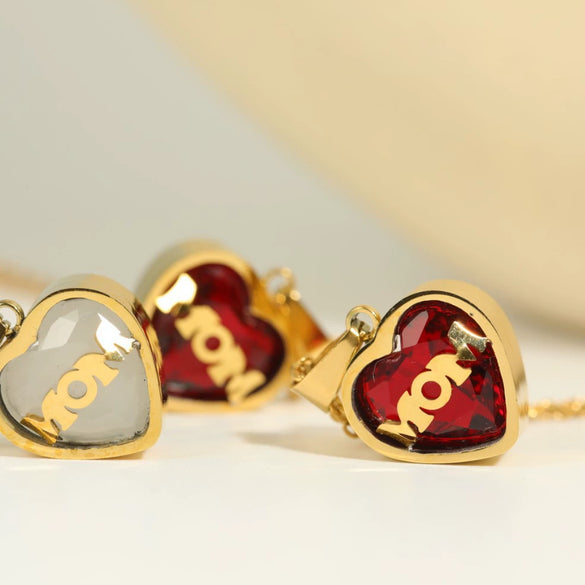 Wholesale December Birthstone Zircon Heart Pendant Titanium Steel Necklace With Water Wave Chain And Color Preservation