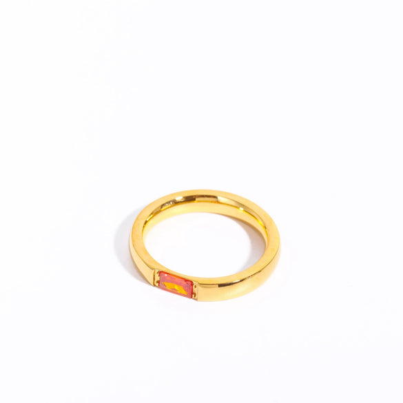 Wholesale December Birthstone Zircon Ring Titanium Steel Geometric Minimalist Style Women's 18K Gold Plated