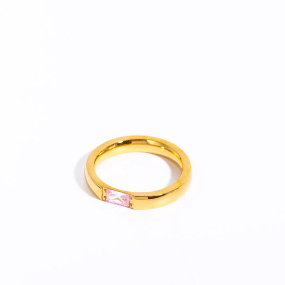 Wholesale December Birthstone Zircon Ring Titanium Steel Geometric Minimalist Style Women's 18K Gold Plated