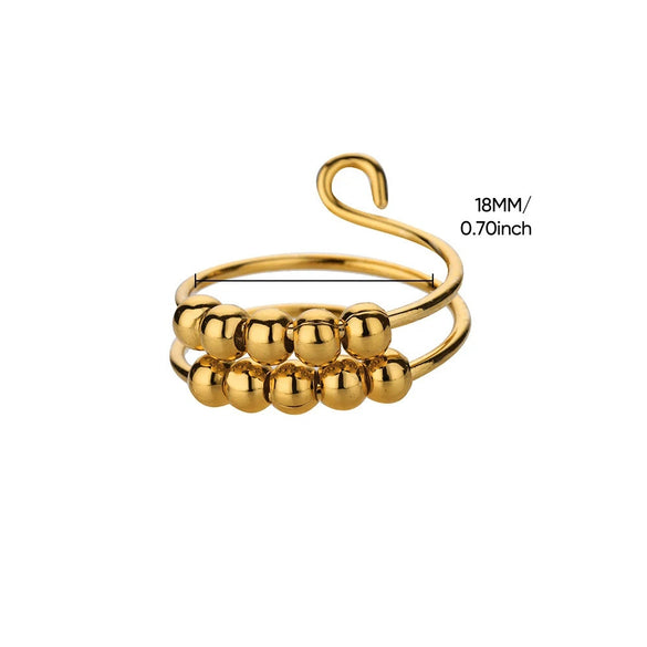 Wholesale Decompression Antianxiety Brass Bead Turning Ring Gold Plated Minimalist Unisex
