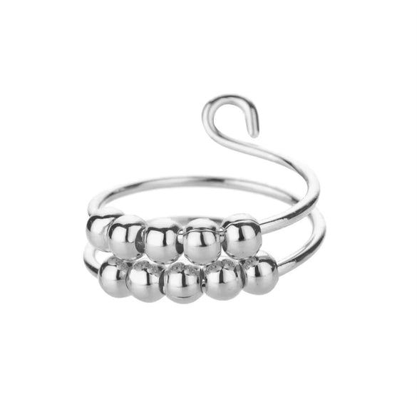 Wholesale Decompression Bead Anxiety Ring Stainless Steel 18K Gold Plated Geometric Style