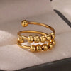 Wholesale Decompression Bead Anxiety Ring Stainless Steel 18K Gold Plated Geometric Style