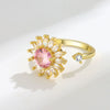 Wholesale Decompression Rotating Ring Copper Electroplated Women's Sunflower Design Opening Ring Set