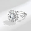 Wholesale Decompression Rotating Ring Copper Electroplated Women's Sunflower Design Opening Ring Set