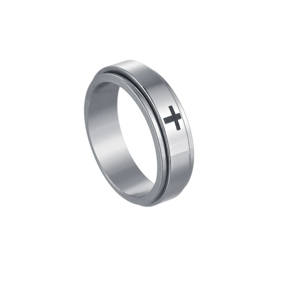 Wholesale Decompression Rotating Titanium Steel Ring Jewelry With Letters Numbers Text Pattern For Unisex Electroplated