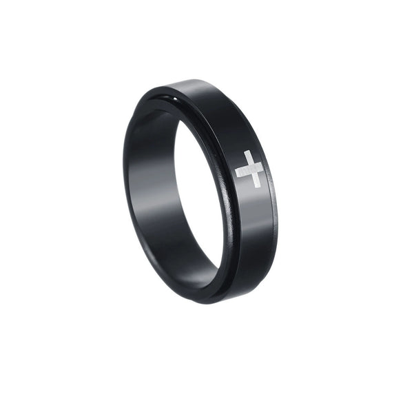 Wholesale Decompression Rotating Titanium Steel Ring Jewelry With Letters Numbers Text Pattern For Unisex Electroplated