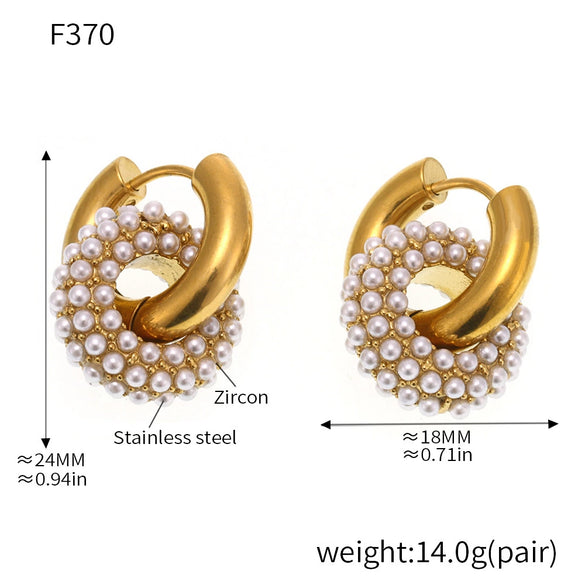 Wholesale Detachable Combination Earrings With Pendant Ferris Wheel Diamond Ring Geometric Stainless Steel Zircon Electroplating Unisex