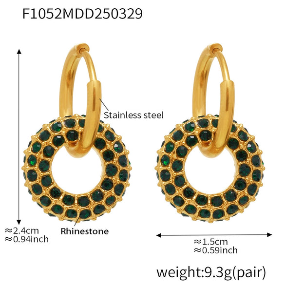 Wholesale Detachable Combination Earrings With Pendant Ferris Wheel Diamond Ring Geometric Stainless Steel Zircon Electroplating Unisex