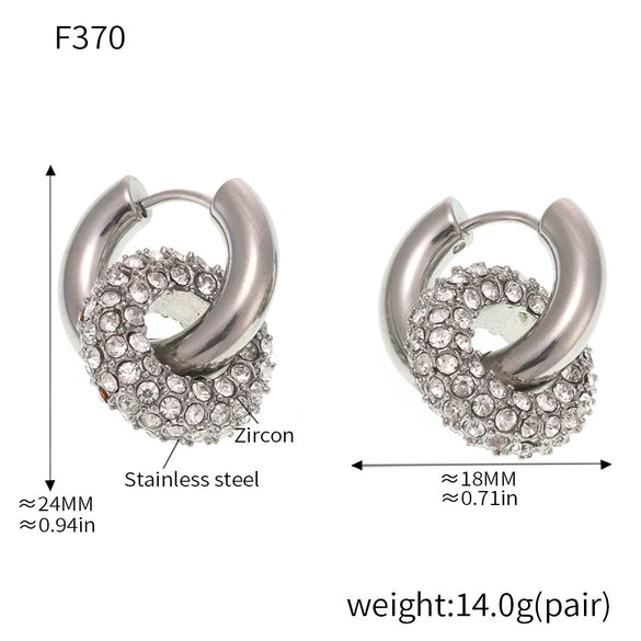 Wholesale Detachable Combination Earrings With Pendant Ferris Wheel Diamond Ring Geometric Stainless Steel Zircon Electroplating Unisex