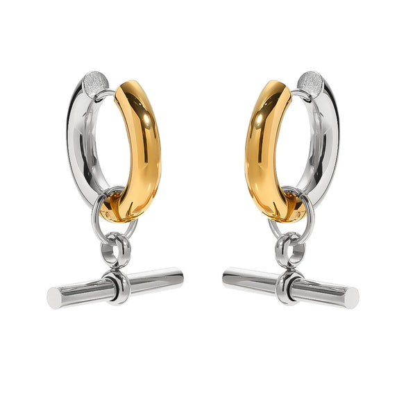 Wholesale Detachable Hoop Earrings Geometric Tshaped Stainless Steel 18K Gold Furnace Vacuum Plated Women's Ins Style