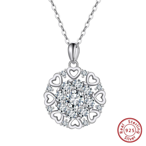 Wholesale Detachable Rotatable Women's 925 Sterling Silver Heart Shape Geometric Pendant Necklace With Electroplating