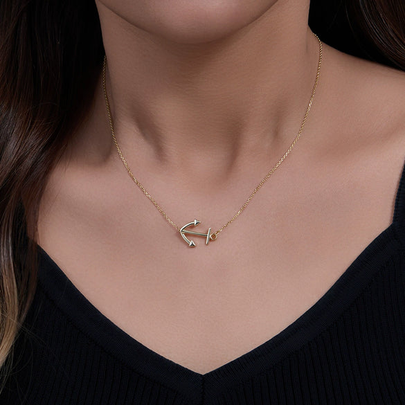 Wholesale Diamond Anchor Pendant Sterling Silver 925 Silver Cross Chain Necklace For Women