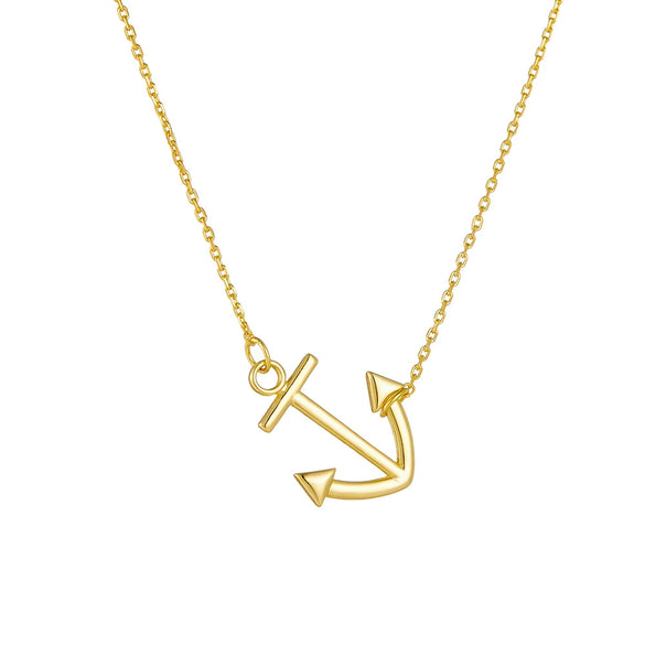 Wholesale Diamond Anchor Pendant Sterling Silver 925 Silver Cross Chain Necklace For Women