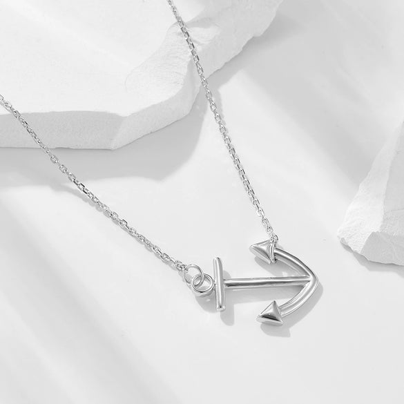 Wholesale Diamond Anchor Pendant Sterling Silver 925 Silver Cross Chain Necklace For Women