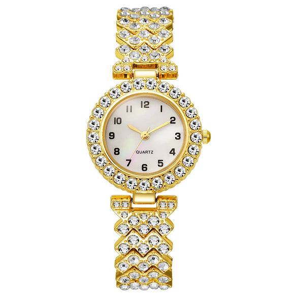 Wholesale Diamond Bracelet Quartz Watch Alloy Material Round Shape Leisure Style